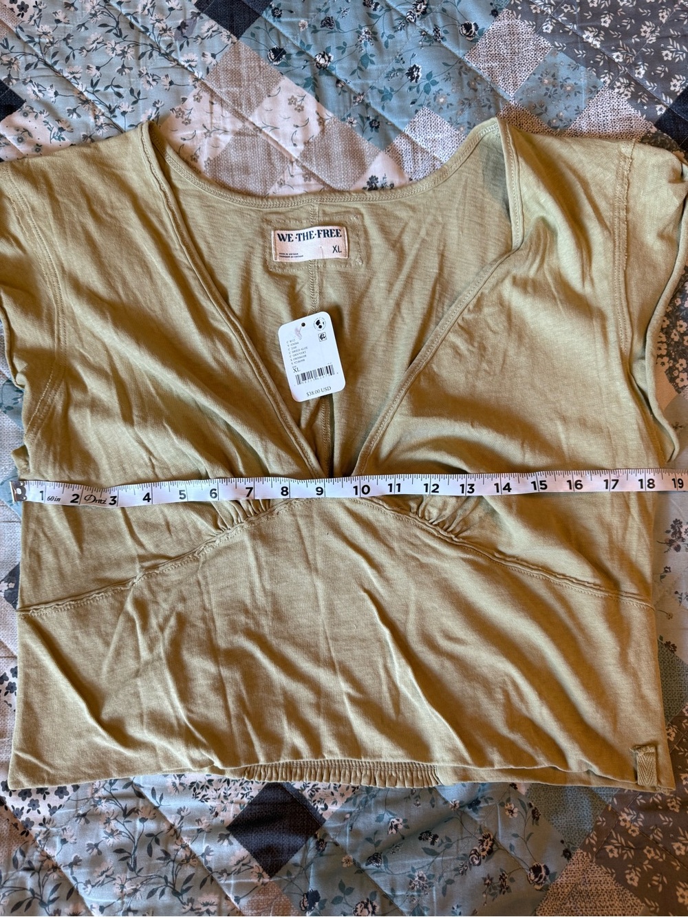 We The Free Olive-Mustard V-Neck Crop Top
